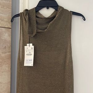 Zara long dresses see through dark gold size L